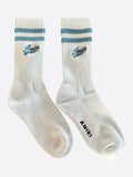 Amiri White & Blue Embroidered Varsity Script Logo Socks